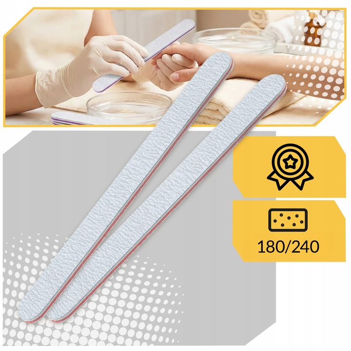 PILNIK DO PAZNOKCI manicure pedicure PROSTY ZEBRA 180/240 trwały 10 SZTUK Rodzaj pilnik